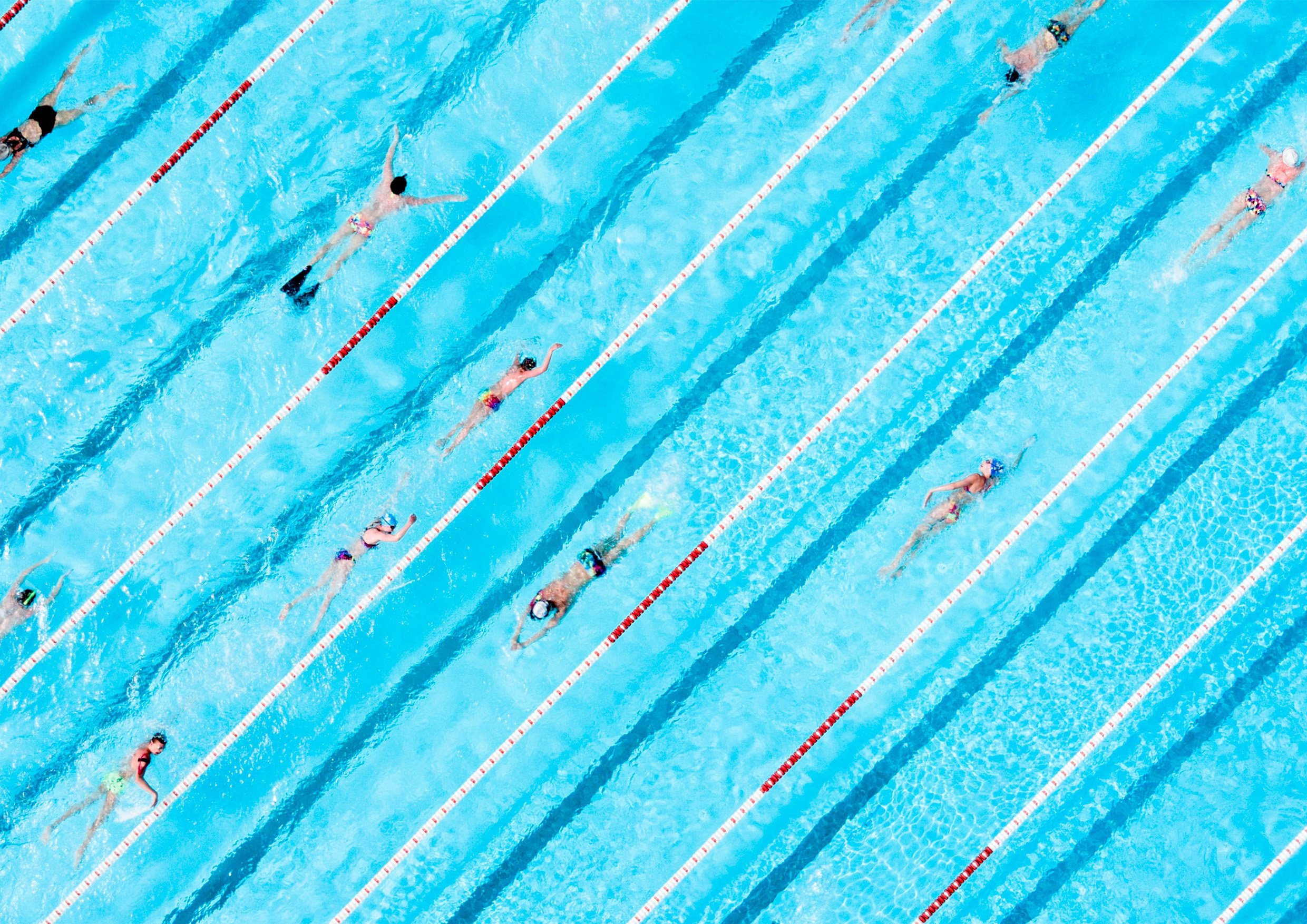 Swimmers in lanes